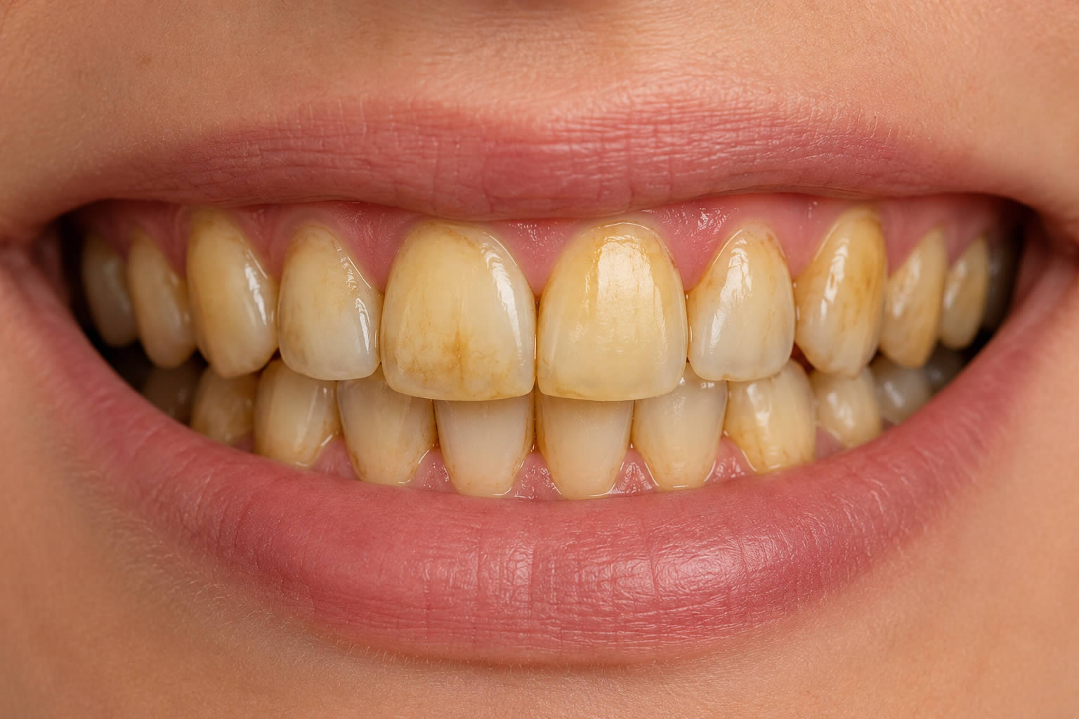 Colorations persistantes des dents de devant